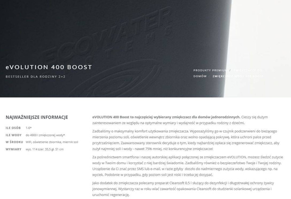 Zmiękczacz wody  EcoWater eVOLUTION Boost 400