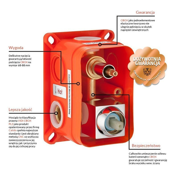 Catido Simple Cbox PL1 Bateria podtynkowa mechaniczna antracyt mat