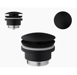 Catido click-clack Korek do umywalki niski z przelewem i bez Czarny Mat Optimum