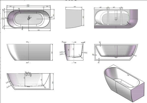 Catido Vidi Flow Square Right Optitec® Basf Wanna Wolnostojąca 