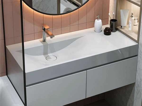 Catido Optimal Left 100x45 umywalka nablatowa naszafkowa marmur mineralny