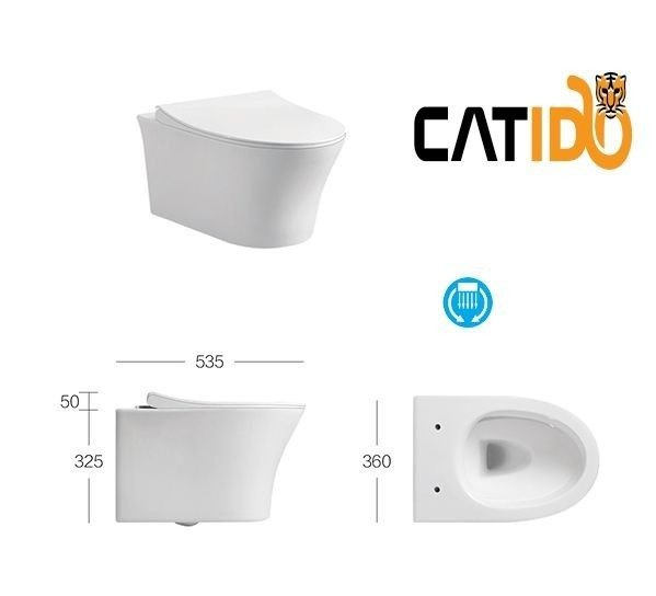 Catido Phoenix 535 Slim Miska WC wisząca Rimless z funkcją bidetu Bidet 2w1