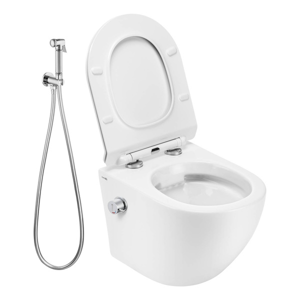 Catido Simple 49 cm Miska WC wisząca Rimless Bidet z baterią bidetową bidetta   