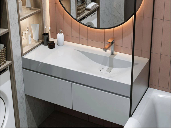 Catido Optimal Left 100x45 umywalka nablatowa naszafkowa marmur mineralny