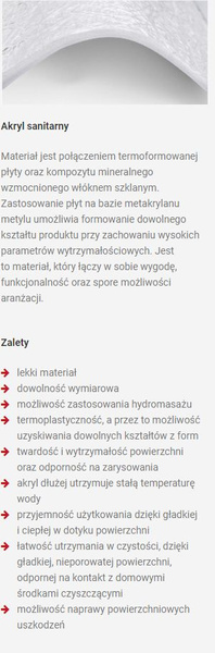 Catido Single Wave Wanna prostokątna akrylowa różne wymiary SLIM 2 cm rant