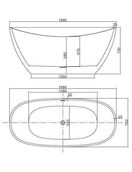 Catido EDGES Optitec® Basf Wanna Wolnostojąca 170X77 cm 