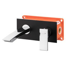 Catido Lumo LA4 Cbox Bateria umywalkowa podtynkowa czarna (szklana rozeta)