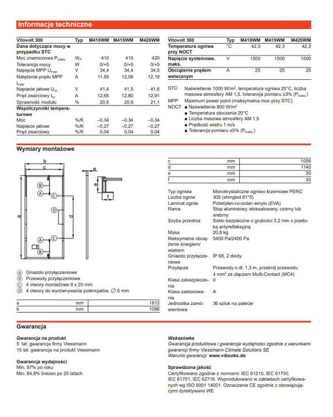 Catido Zestaw fotowoltaiczny hybryda 10 kW 24 moduły 420W Viessmann Vito Volt z montażem 