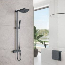 Catido Vidi PL6 Zestaw prysznicowy natynkowy termostatyczny Czarny mat Optimum