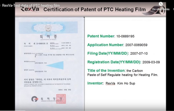 Folia mata grzewcza ogrzewanie na podczerwień 240W / m2 100cmx100cm Catido Rexva 30% Lepiej Patent Made in Korea