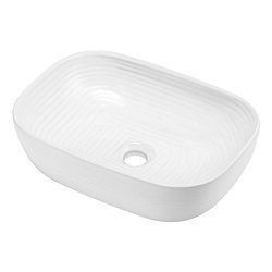 Catido Line Round 460 Stripe Umywalka nablatowa biała