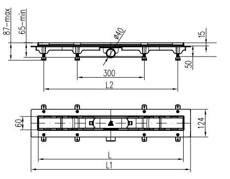 Catido Lineardrain Przyścienny DB200 Odpływ liniowy obracany ruszt czarny mat