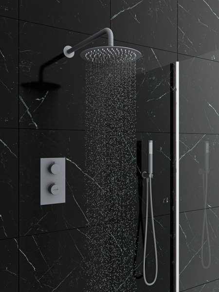 Catido SIMPLE TR3 Cbox  Zestaw prysznicowy podtynkowy termostatyczny deszczownica Szary Mat 