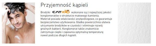 Catido Vidi Low 90x180 cm Brodzik struktura kamienia niski 2,6 cm biały 