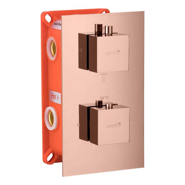 Catido Vidi TR2 Cbox Zestaw prysznicowy podtynkowy termostatyczny deszczownica PVD Shiny Rose Gold